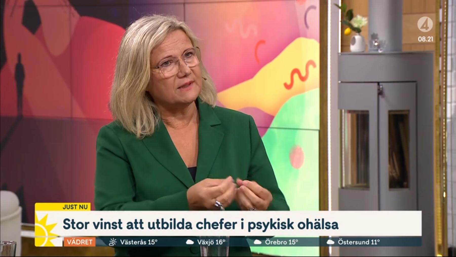 Cissi Elwin i TV4:s Nyhetsmorgon om psykisk ohälsa.