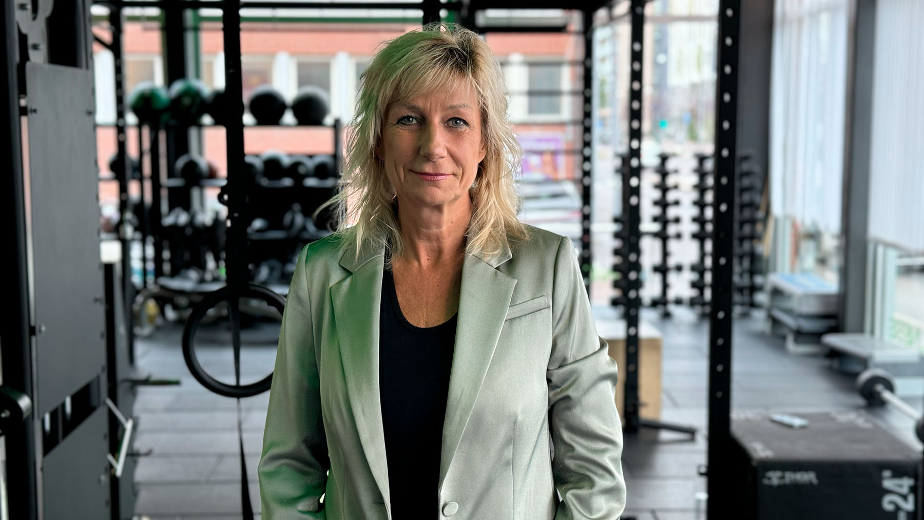 Charlotte Strandbrink fotograferad i gymmet Nordic Wellness.