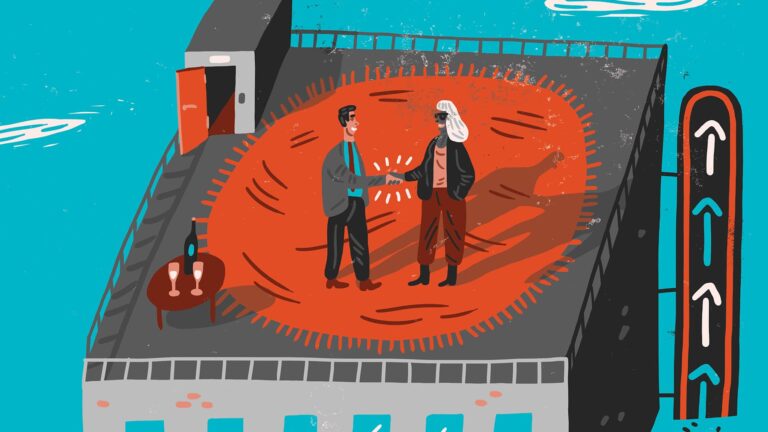 Illustration på två personer på tak