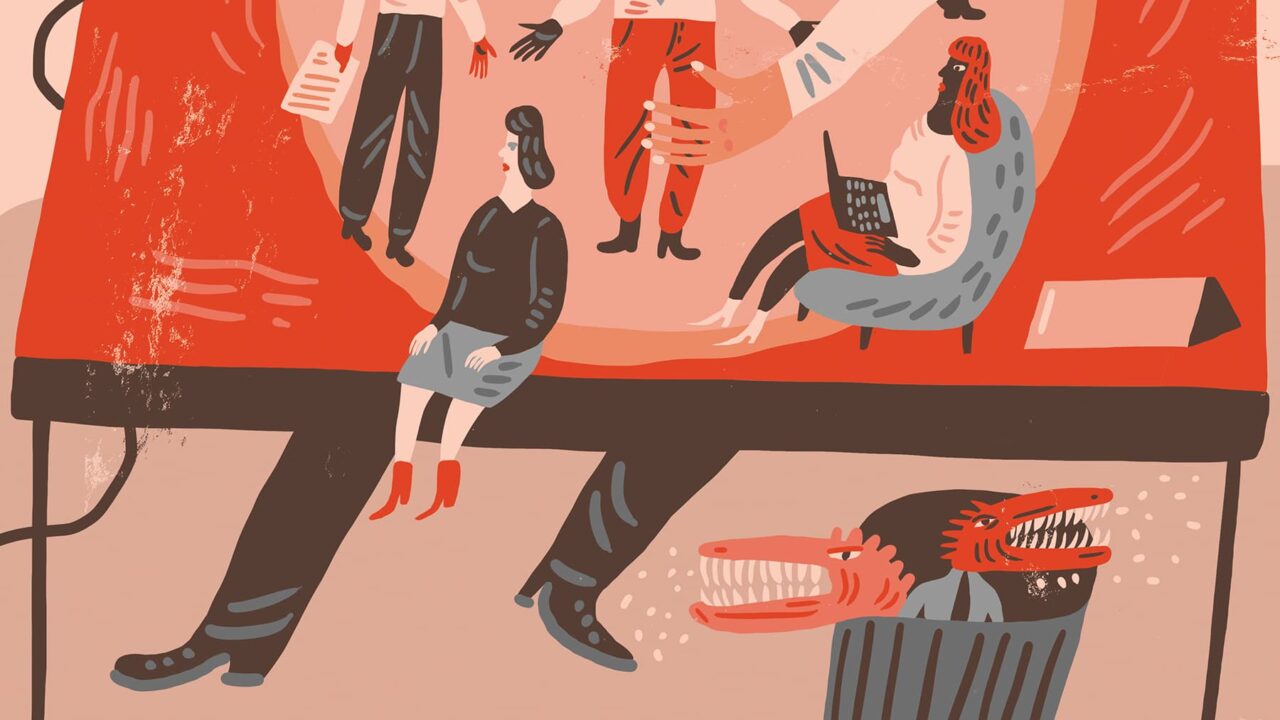 Illustration mobbning av chef