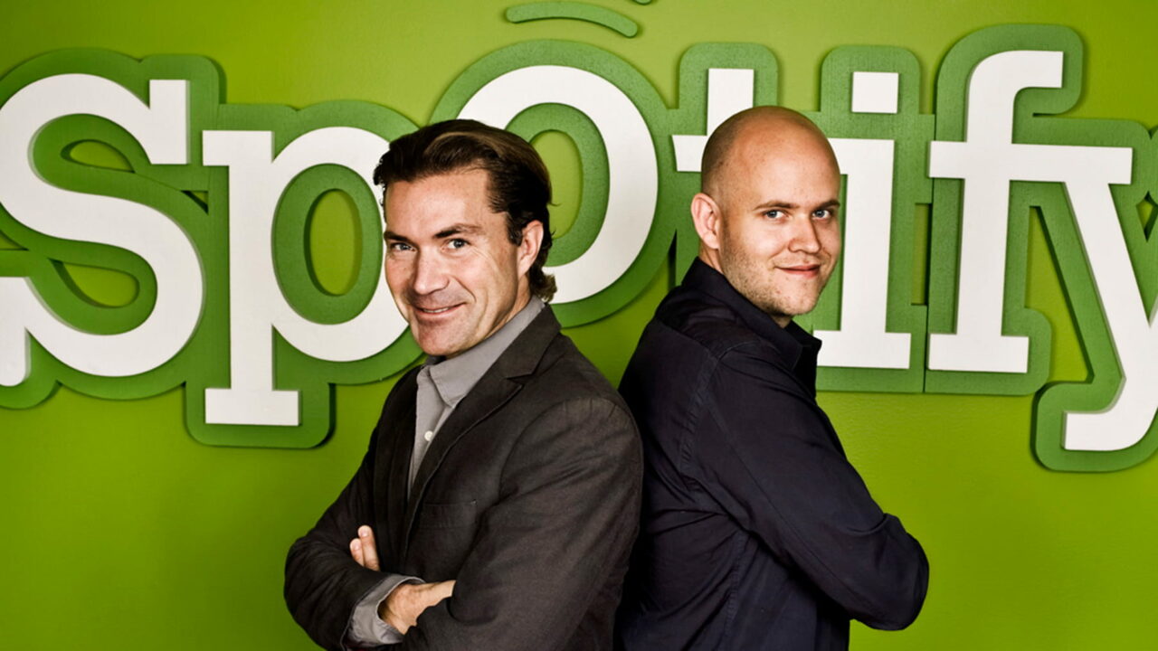 Porträttbild på Martin Lorentzon och Daniel Ek, Spotify