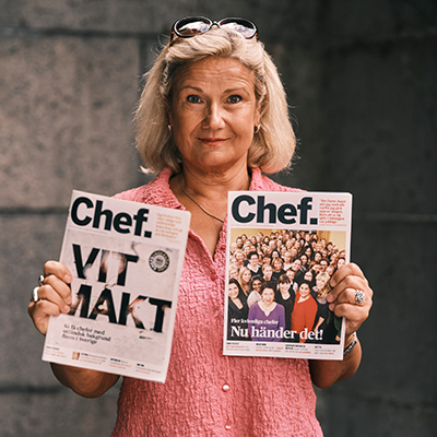Portättbild av Cissi Elwin som väljer sina två favoritomslag av Chef.