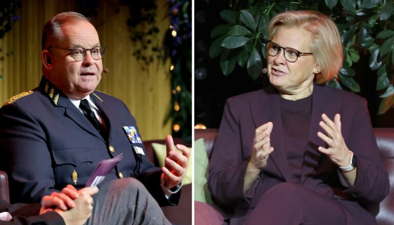 Överbefälhavare Michael Claesson och rikspolischef Petra Lundh. Foto: Karina Ljungdahl