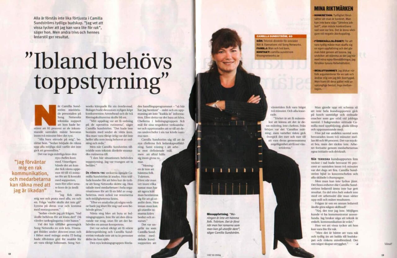 Camilla Sundström i Chef 1995