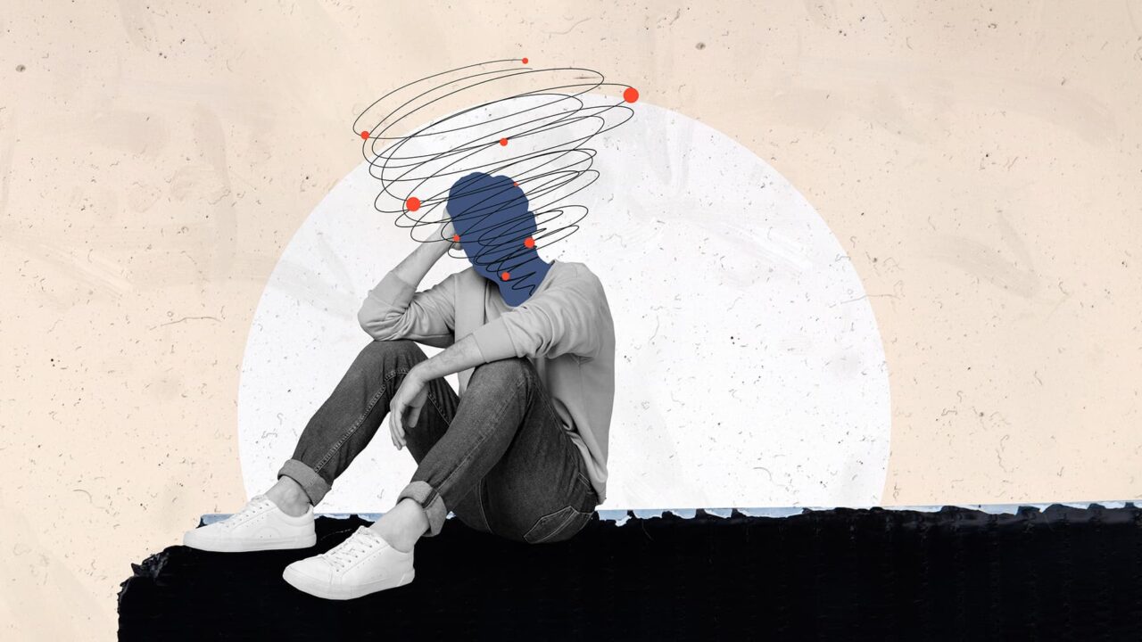 Grafik och illustration på man som verkar trött och stressad