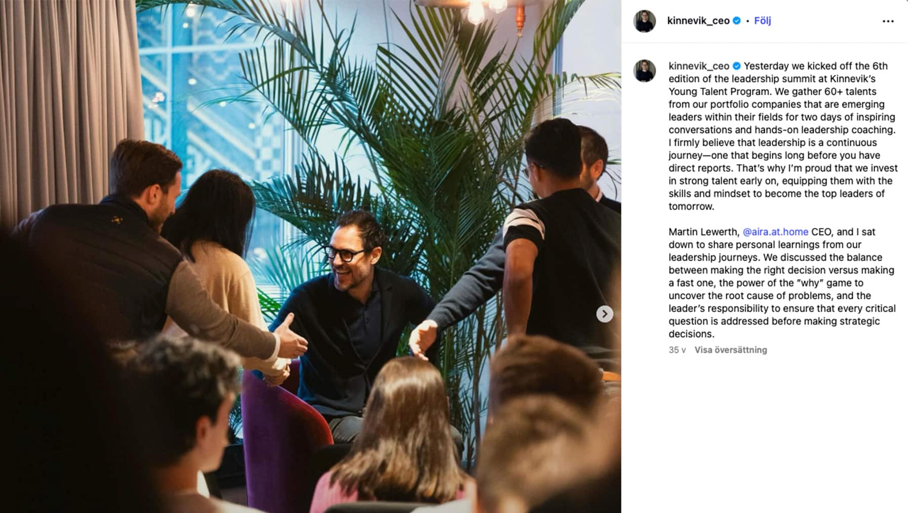 Georgi Ganev är aktiv på Instagram under namnet kinnevik_ceo.
