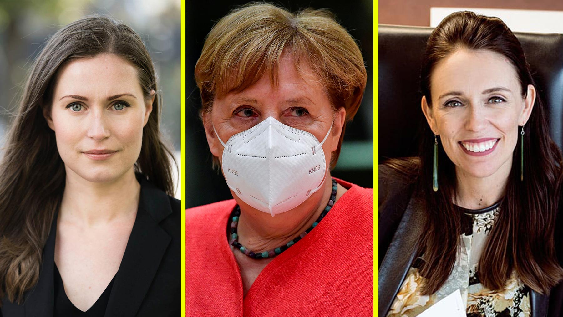 Sanna Marin, Angela Merkel och Jacinda Ardern