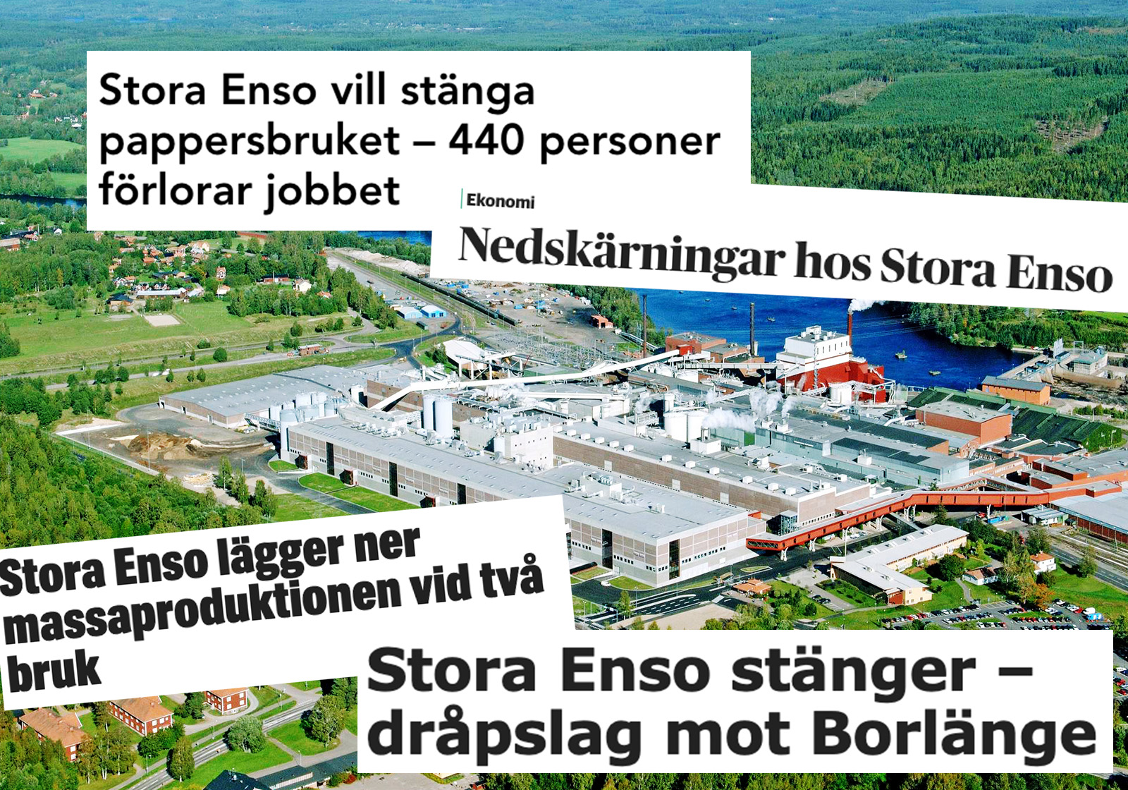Pappersbruket Kvarnsveden i Borlänge som ska läggas ner. 